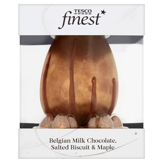 Tesco Finest Belgian Milk Choc, Salted Biscuit & Maple Egg 360G