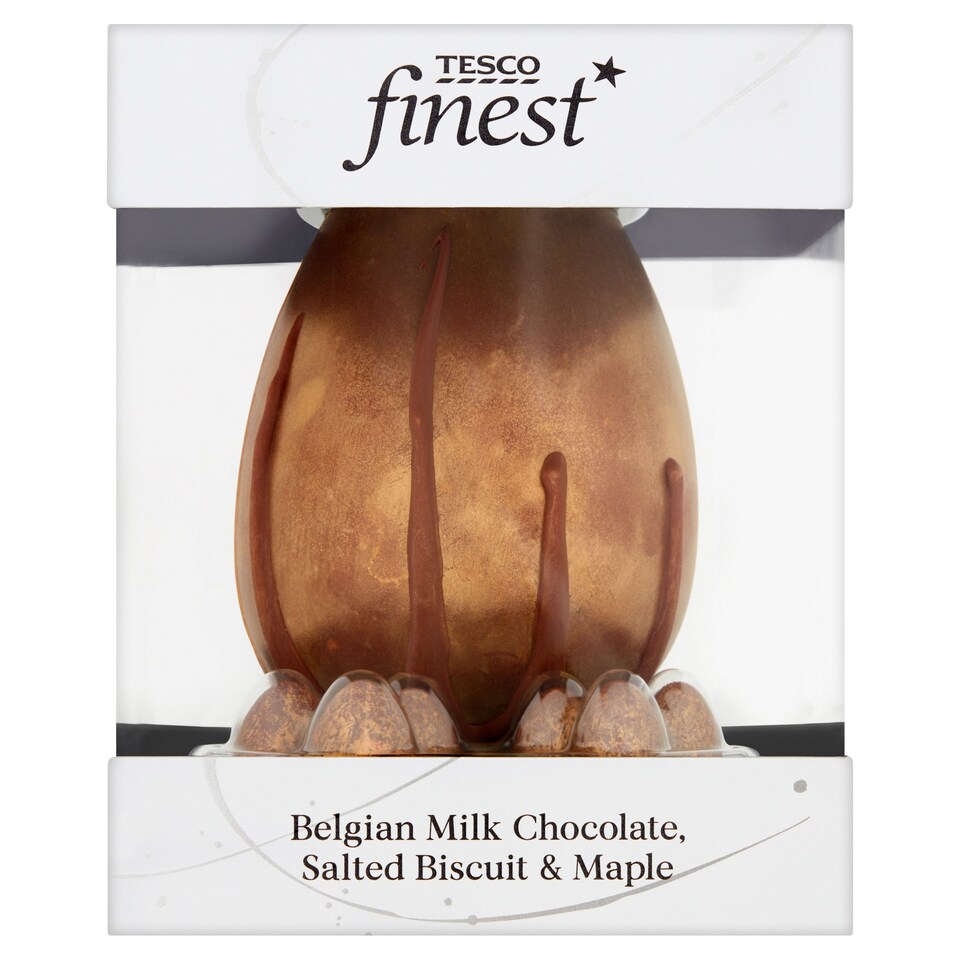 Tesco Finest Belgian Milk Choc, Salted Biscuit & Maple Egg 360G