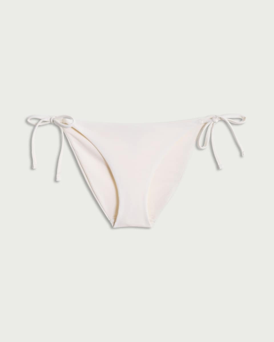 image 1 of F&F Tie Side Bikini Bottoms in Cream