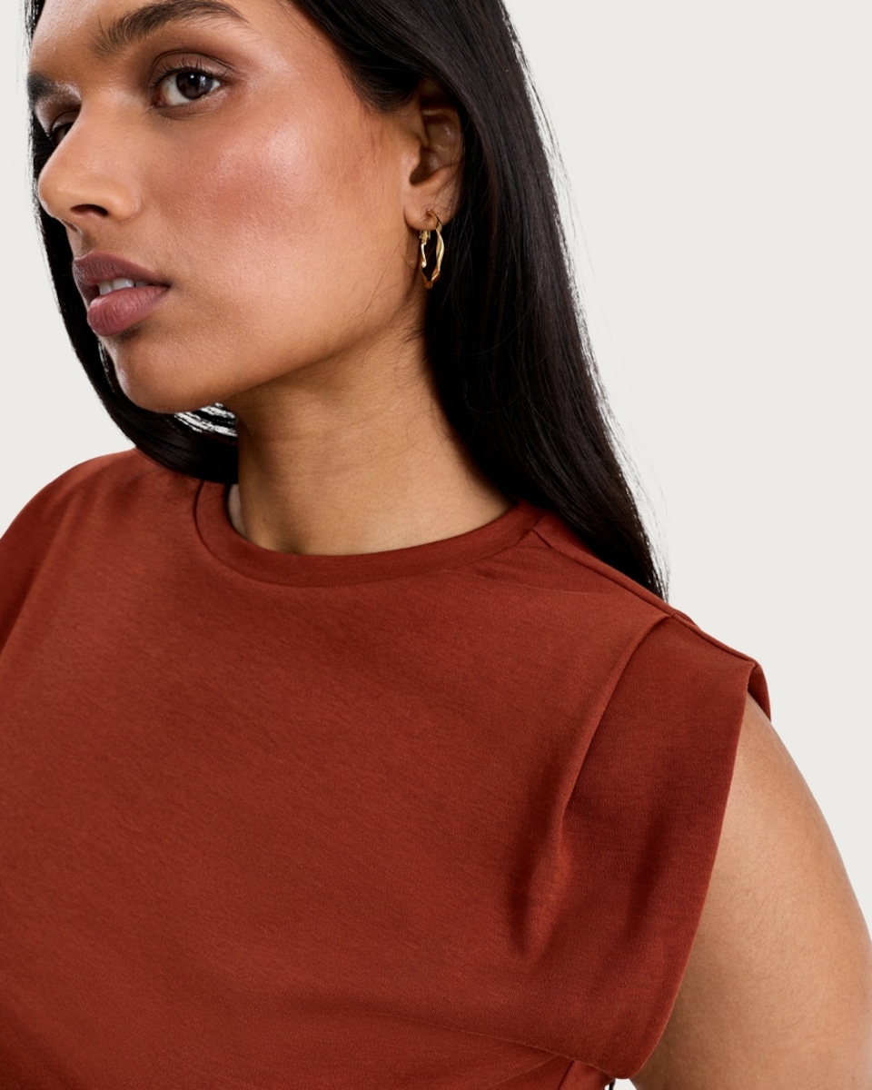 image 1 of F&F Pure Cotton Boxy Sleeveless Top in Burgundy