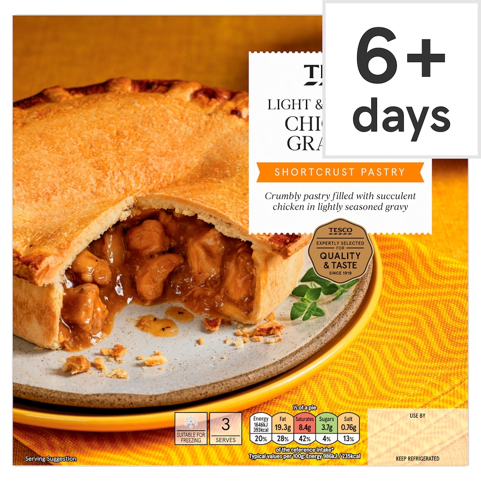 Tesco Chicken & Gravy Shortcrust Pastry Pie 500G