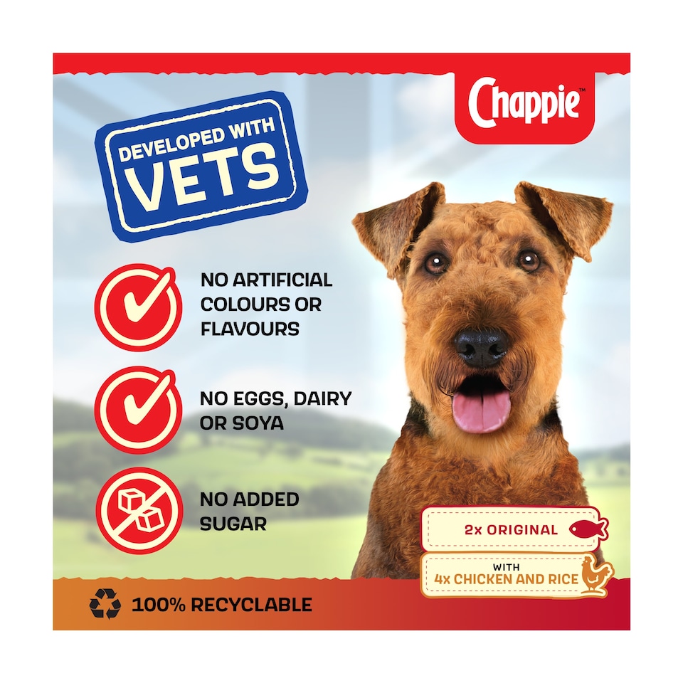 image 1 of Chappie Adult Wet Dog Food Tins Favourites in Loaf 6 x 412g