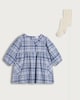 image 1 of F&F Baby Brushed Check Print Dress and Tights Set  in Blue