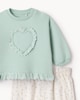 image 3 of F&F Baby 2-Piece Cotton Rich Heart Sweatshirt and Floral Trousers Set in Mint