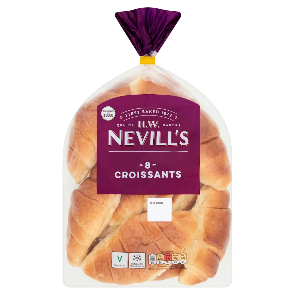 H.W. Nevills Plain Croissants 8 Pack
