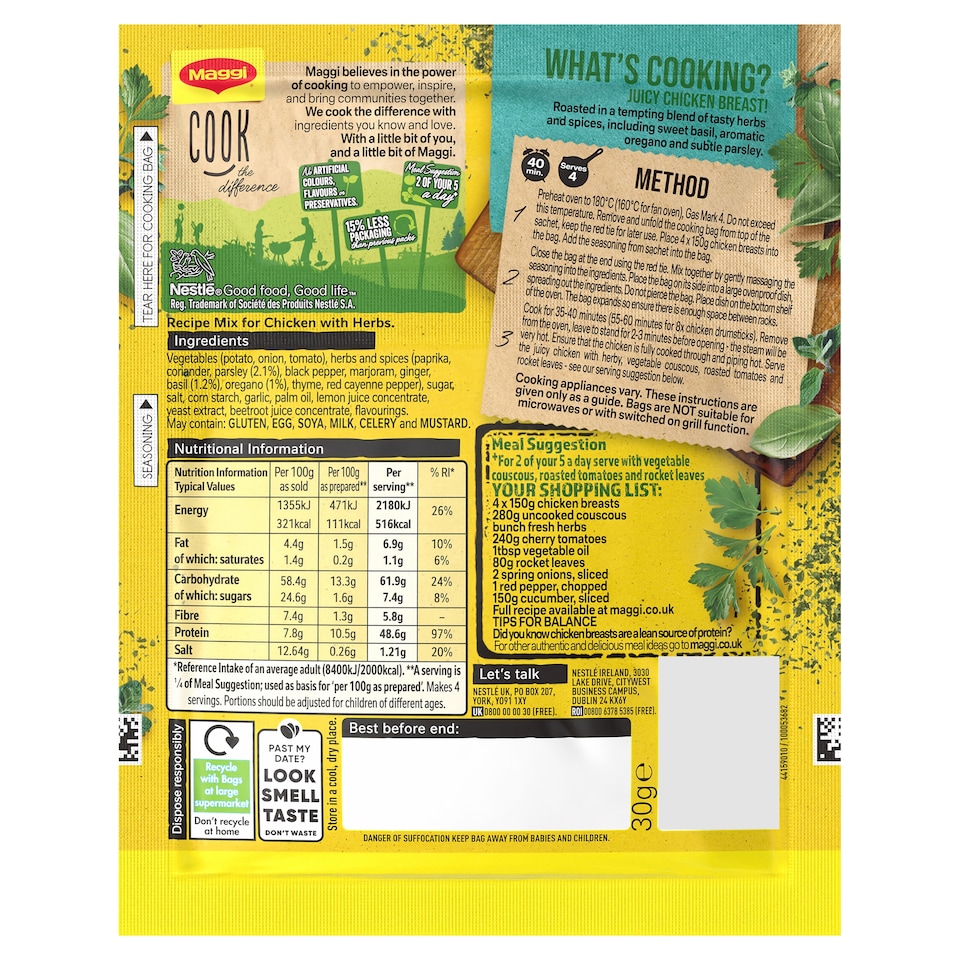 image 1 of Maggi Mixed Herbs Chicken Recipe Mix 30g
