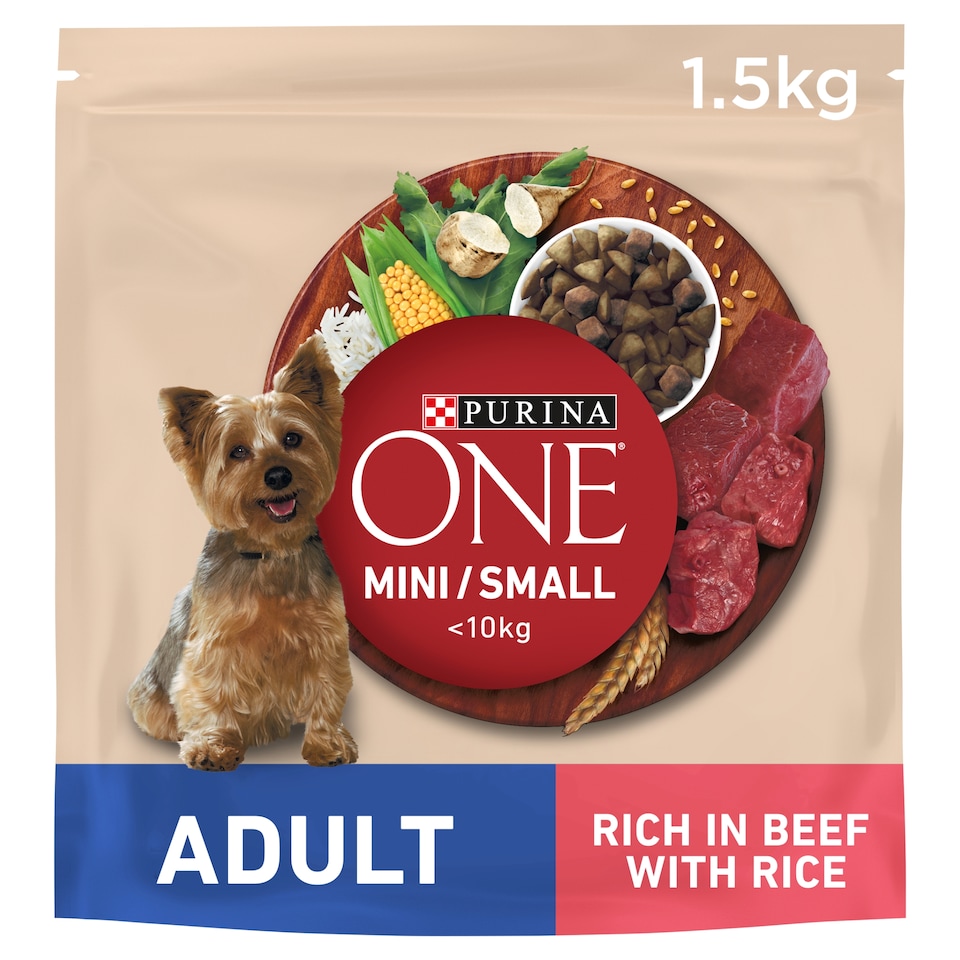 Purina One Small Dog Adult Beef With Rice 1.5Kg