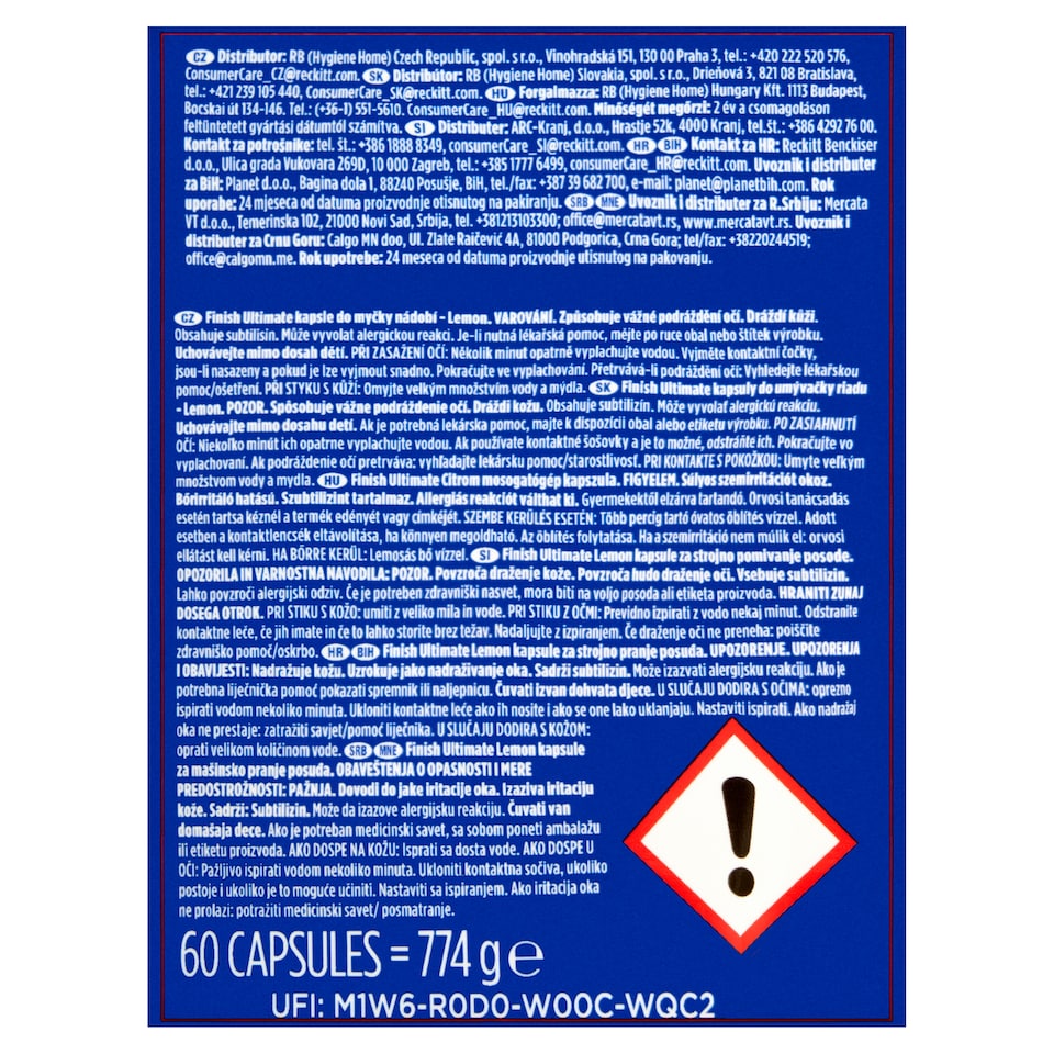 Obrázek 1 pro produkt Finish Powerball Ultimate All in 1 Lemon kapsle do myčky nádobí 60 ks 774g