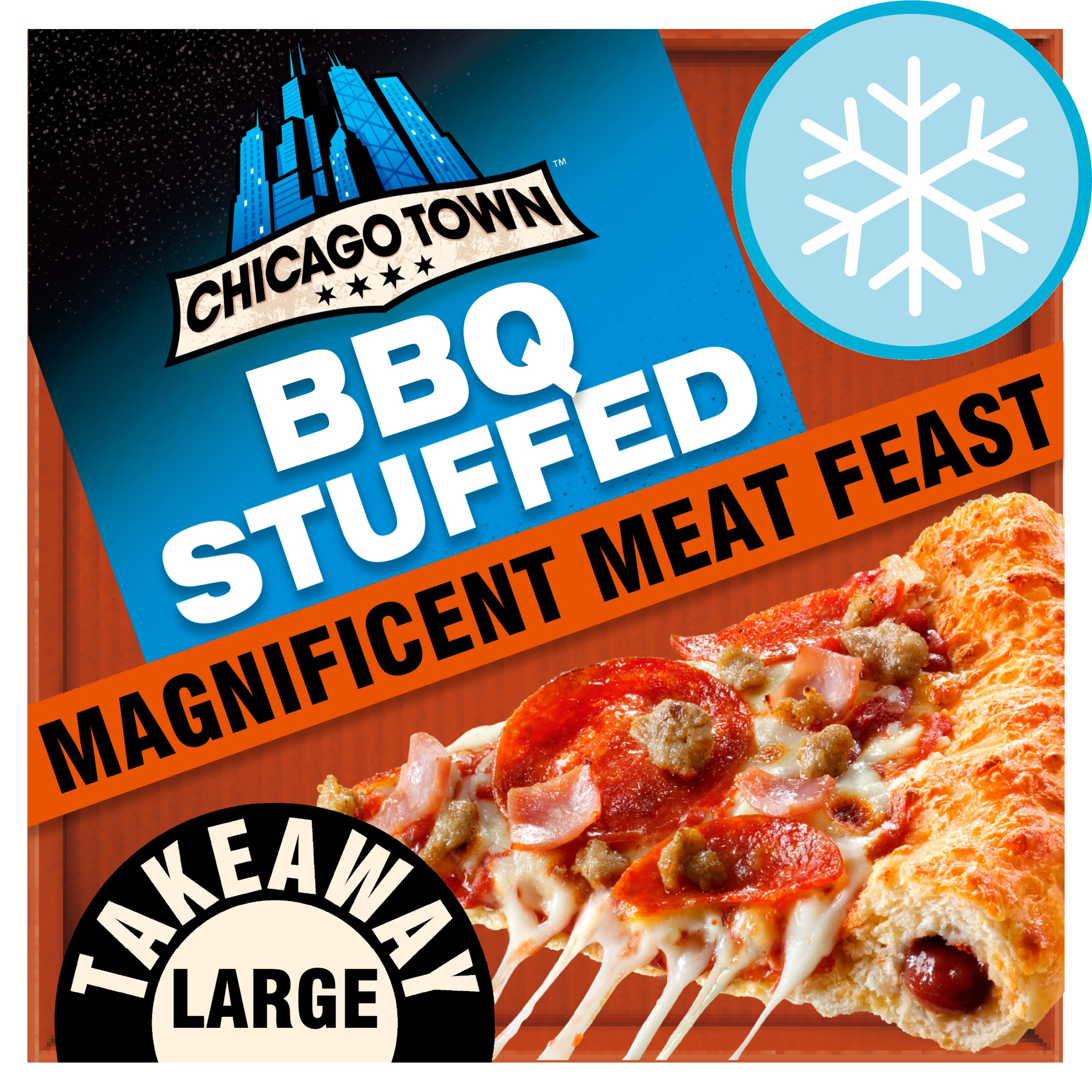 Chicago Town Takeaway BBQ Stuffed Crust Magnifcent Meat Feast Pizza 640g