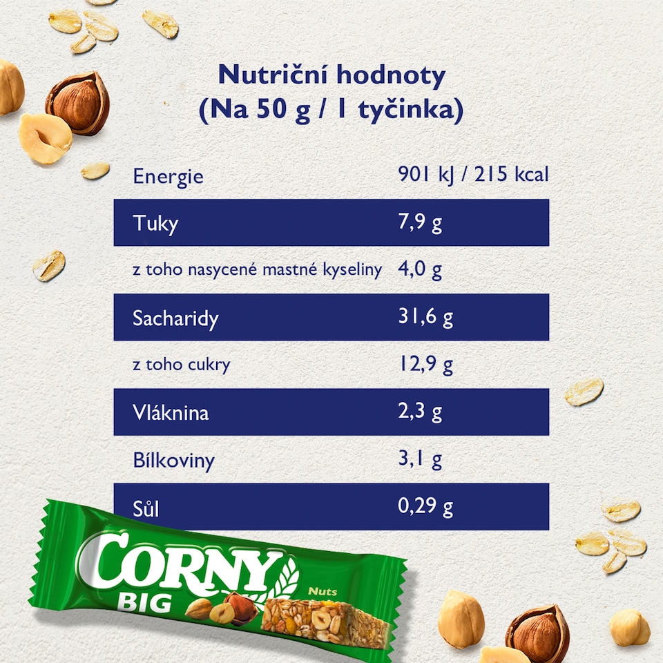 Obrázek 1 pro produkt Corny BIG cereální tyčinka lískový oříšek 50g