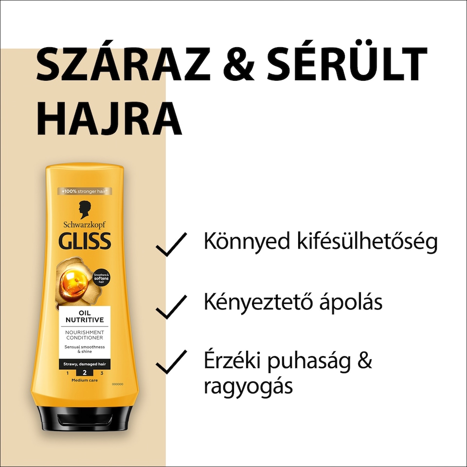 Gliss Tápláló Olaj hajbalzsam omega 9 olajsavval és marula olajjal 200 ml  1. kép