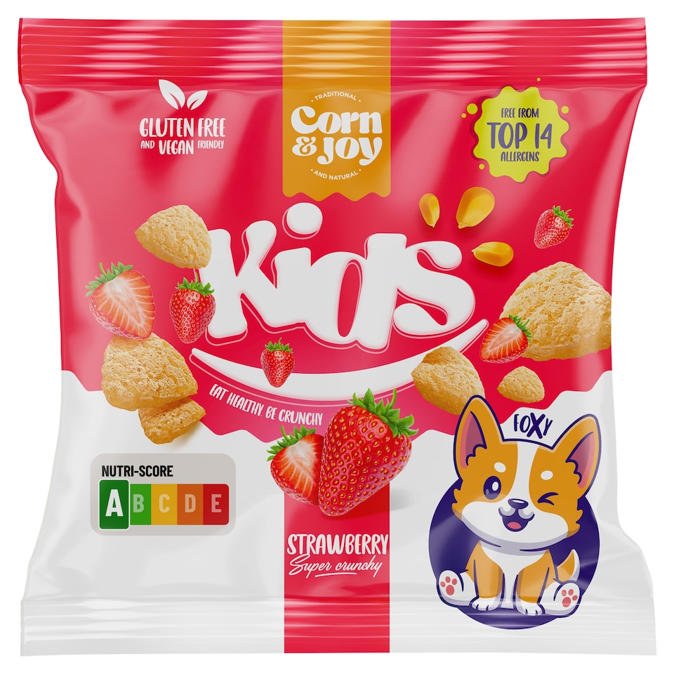Corn & Joy Kids extrudált eper ízű snack 40 g 1. kép