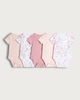 image 1 of F&F Baby 5-Pack Pure Cotton Floral Bodysuits in Pink