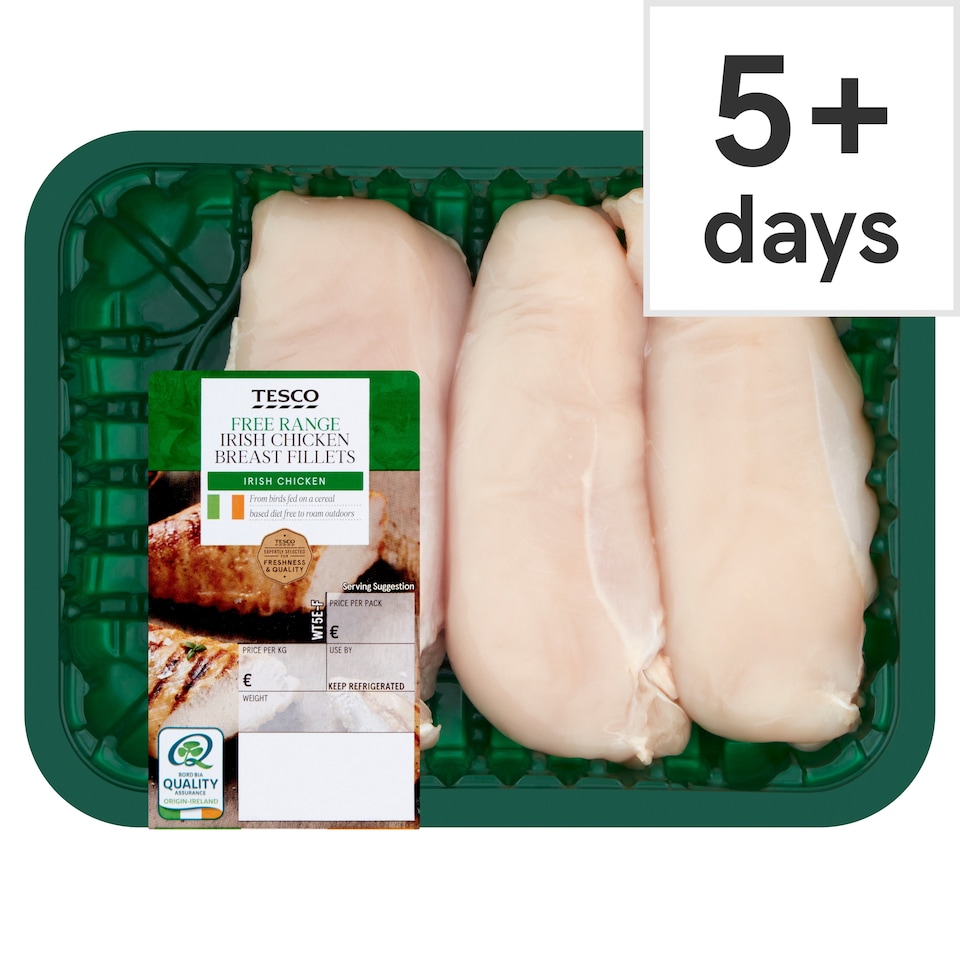 Tesco Free Range Irish Chicken Breast Fillets 454G