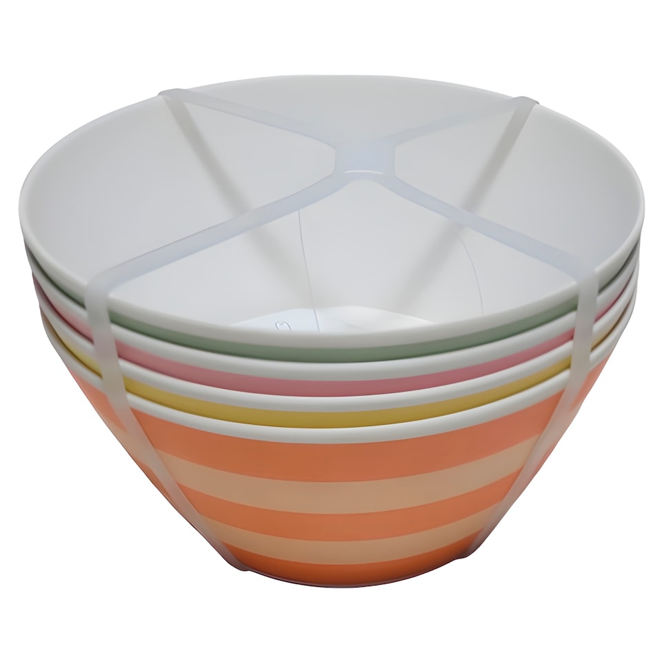 F&F Home Stripe Bowl 4 Pack