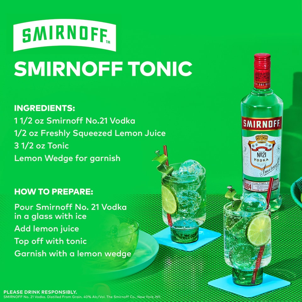 image 1 of Smirnoff No.21 Red Label Vodka Bottle 37.5% Vol 70cl