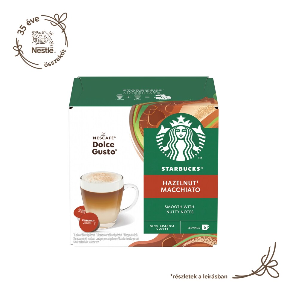 Starbucks by Nescafé Dolce Gusto Hazelnut Macchiato kávé és tejpor kapszula 12 db/6 csésze 123 g  1. kép