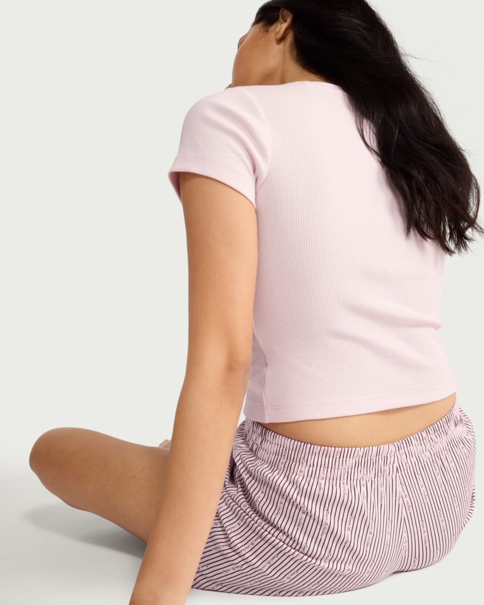 image 1 of F&F 2-Piece Cotton Rich Striped Pyjama Set in Multi Pink