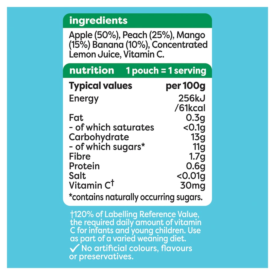 image 1 of Heinz Peach, Mango, Banana & Apple Baby Food Fruit Puree Pouch 100g