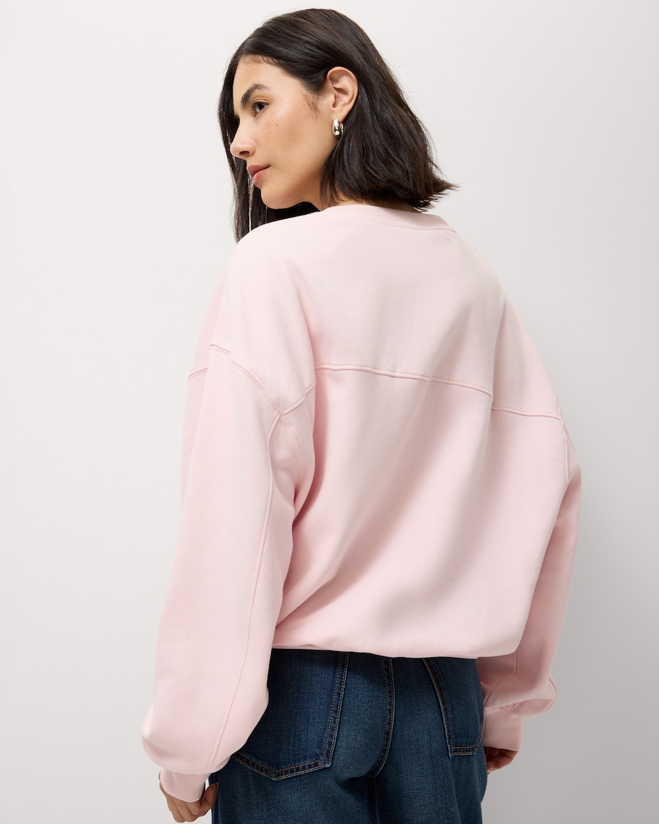 image 1 of Christmas Cotton Rich Slogan Sweatshirt in Pink