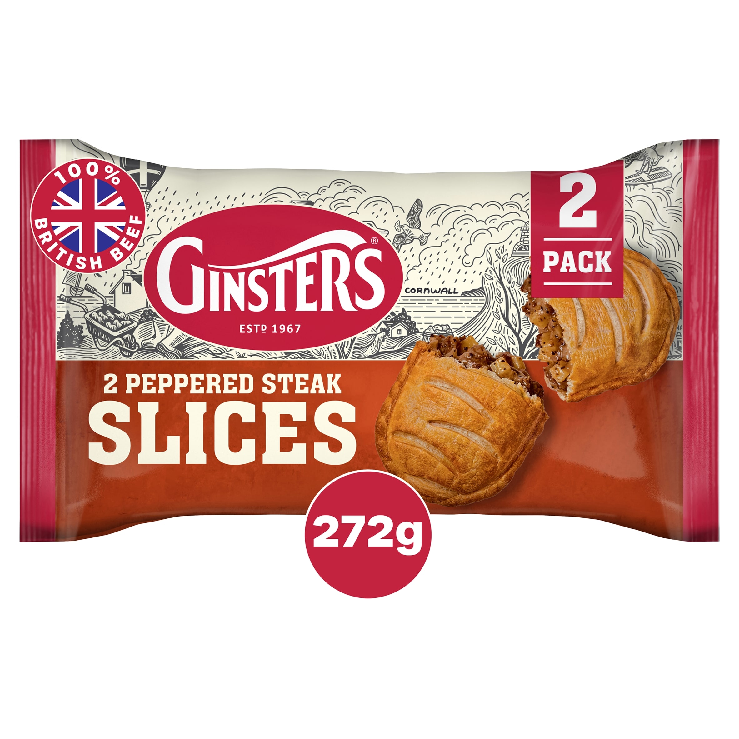 GINSTERS 2 PEPPERED STEAK SLICES 272G