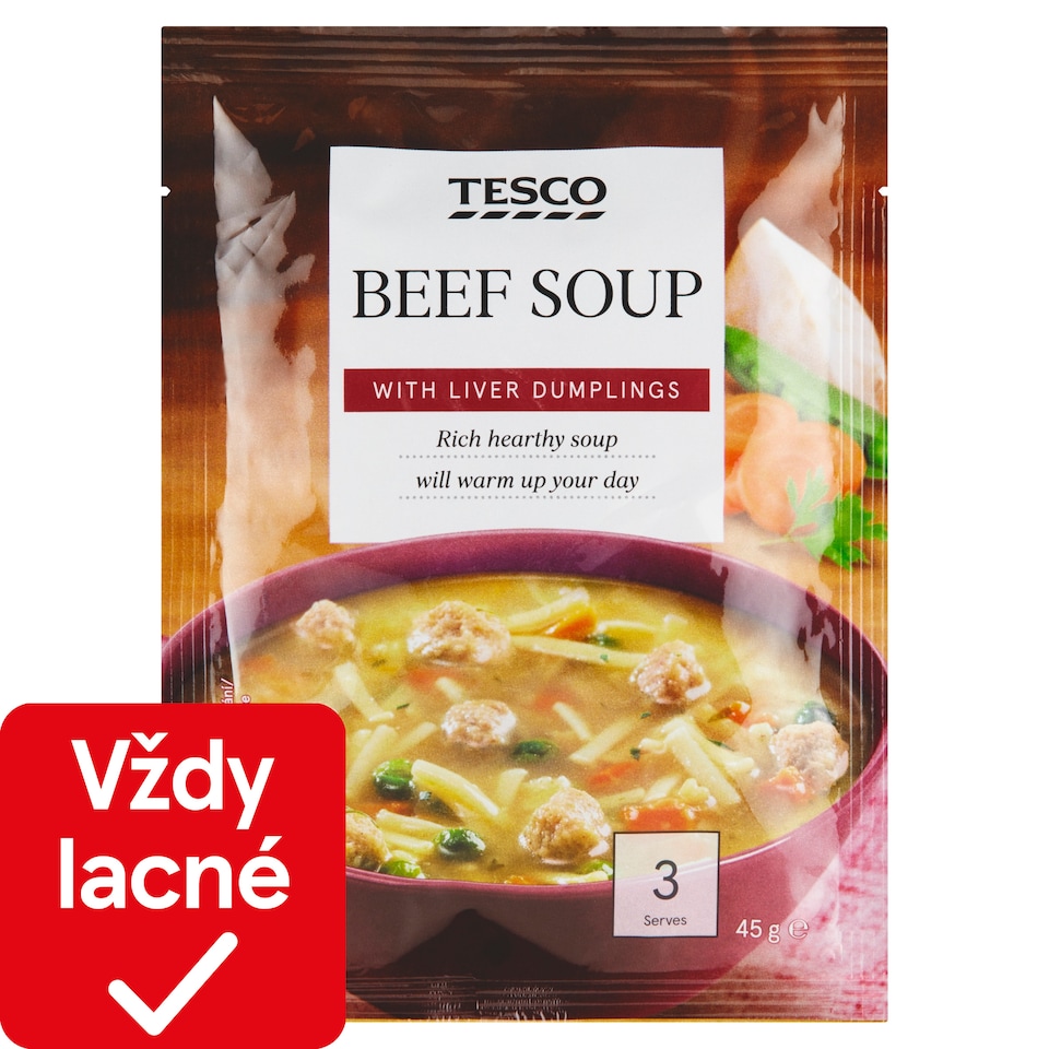Tesco Hovädzia polievka s pečeňovými knedličkami 45 g