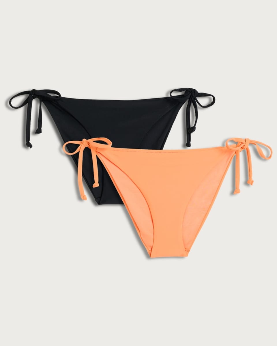 image 1 of F&F 2-Pack Tie Side Bikini Bottoms in Multi Black
