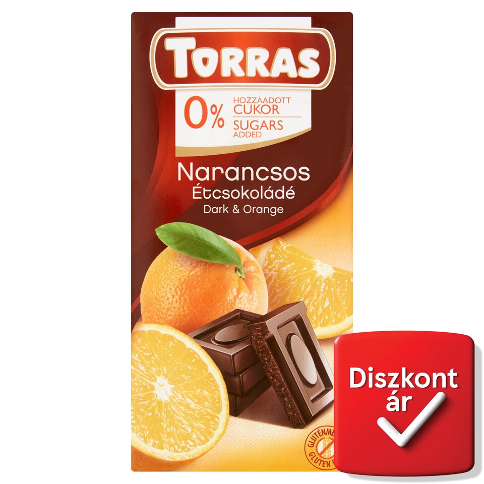 Torras narancsos étcsokoládé édesítőszerrel 75 g  1. kép