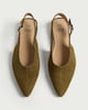 image 2 of F&F Pointed Toe Slingback Shoes in Olive