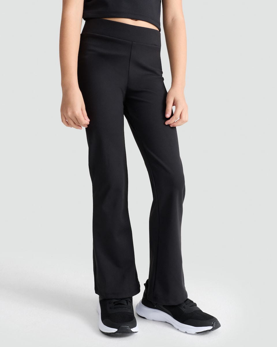 image 1 of F&F Active Girls Pull On Flared Leggings in Black