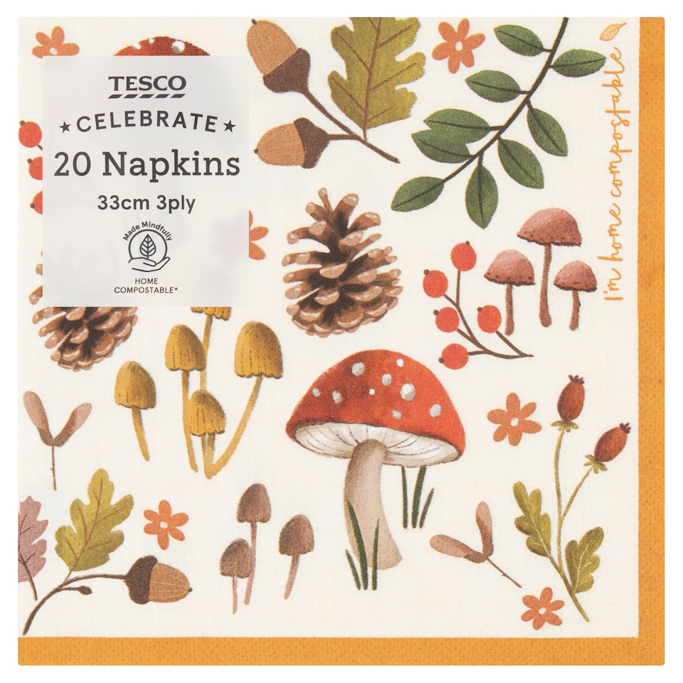Tesco Toadstool Napkin 33Cm 20 Pack