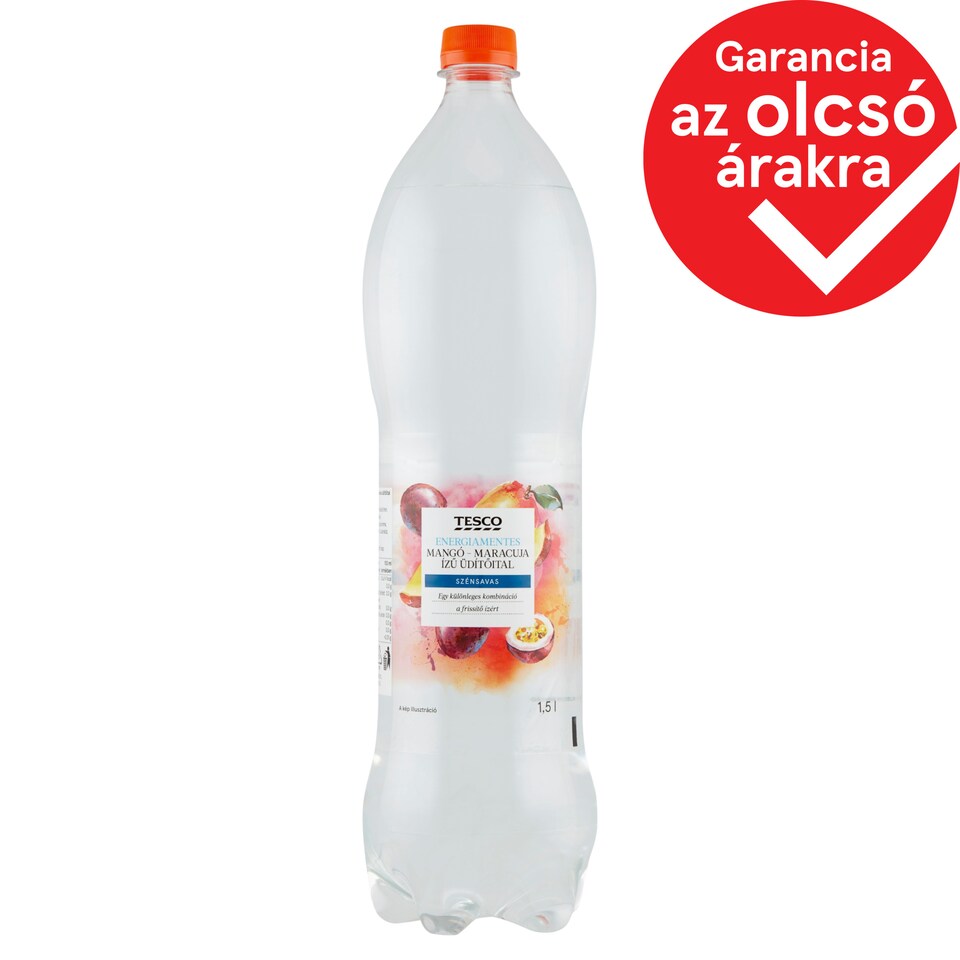 Tesco energiamentes mangó-maracuja ízű szénsavas üdítőital 1,5 l