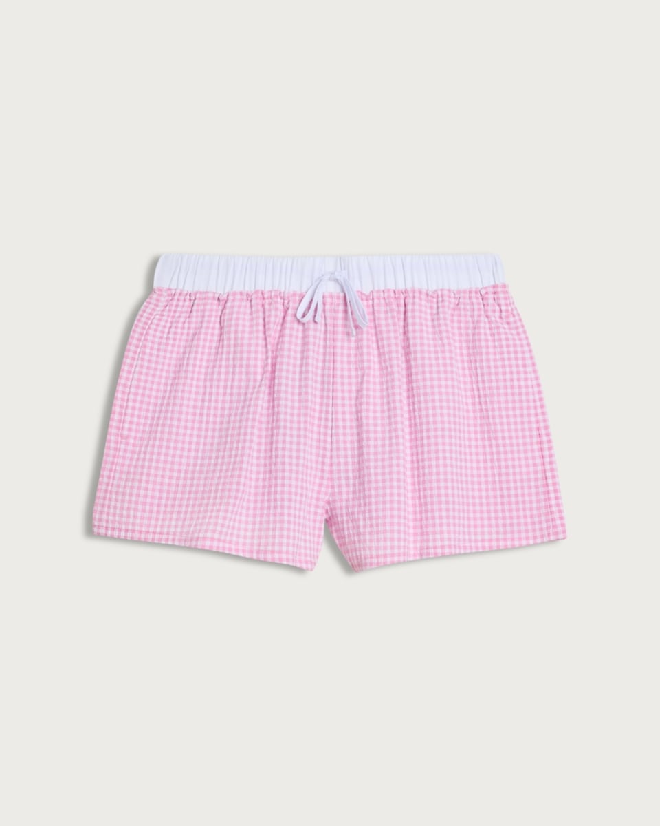 image 1 of OH ME OH MY Cotton Rich Gingham Shorts in Pink