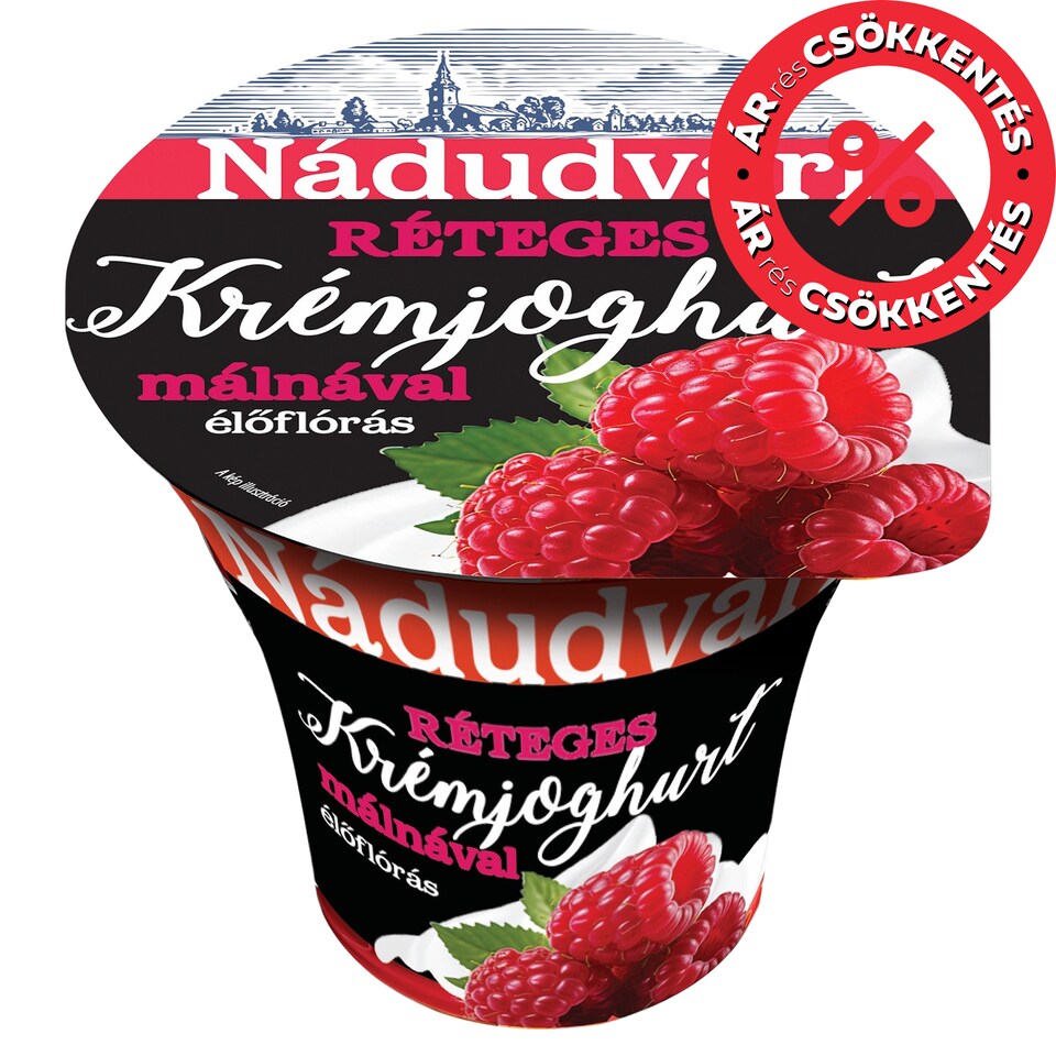 Nádudvari élőflórás réteges krémjoghurt málnával 180 g