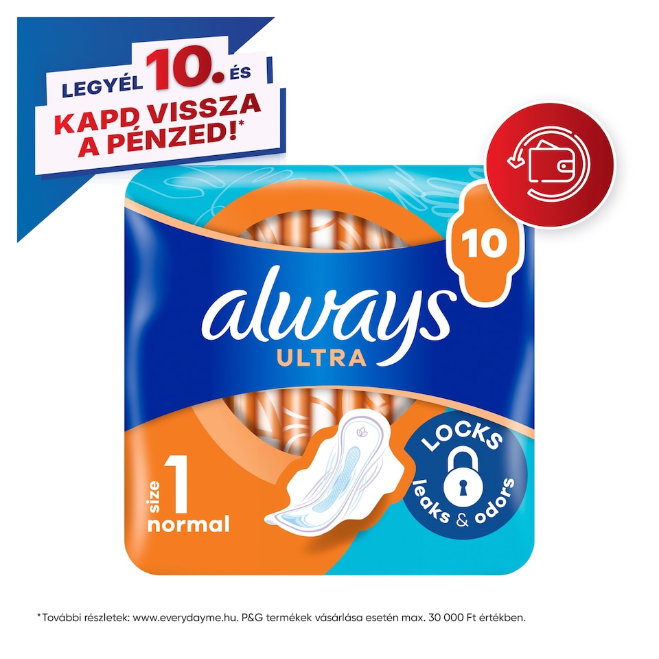 Always Ultra Normal (S1) Szárnyas Egészségügyi Betét, 10 Db 1. kép