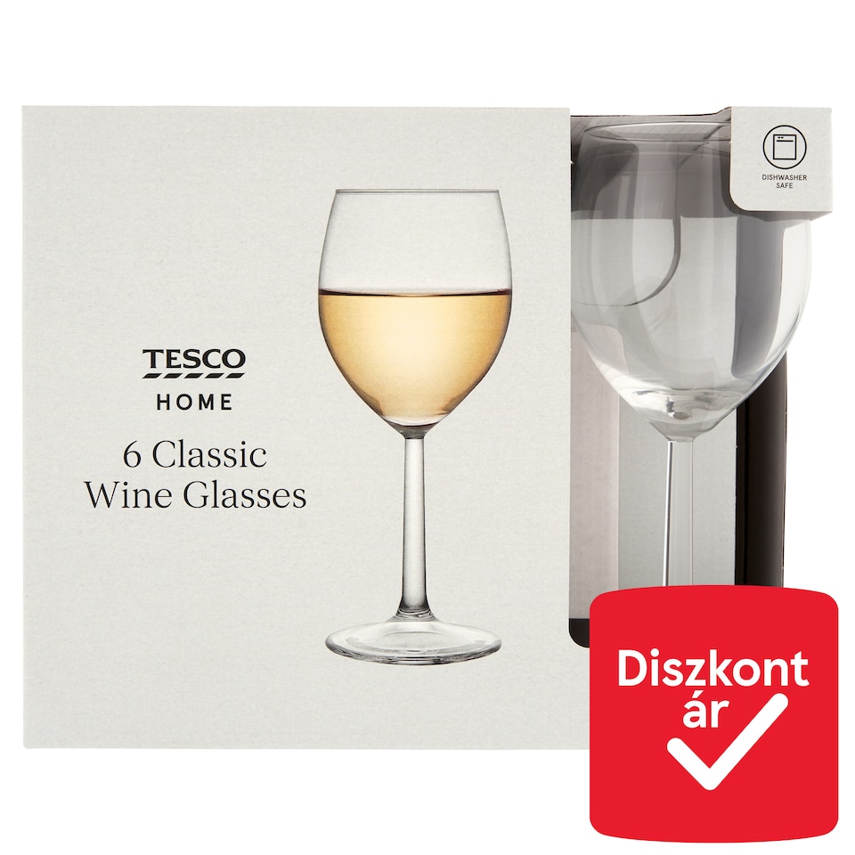 image 1 of Tesco Home Classic 300 ml Wine Glasses Set 6 pcs