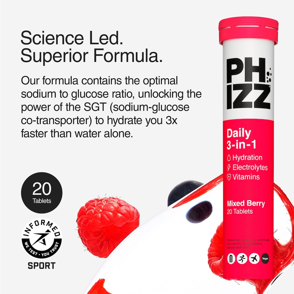 image 1 of Phizz Mixed Berry 3 in 1 Hydration, Electrolytes and Vitamins 10 Tablets 43g
