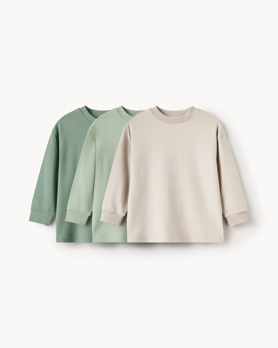 image 1 of F&F Boys 3-Pack Pure Cotton Long Sleeved Tops in Teal