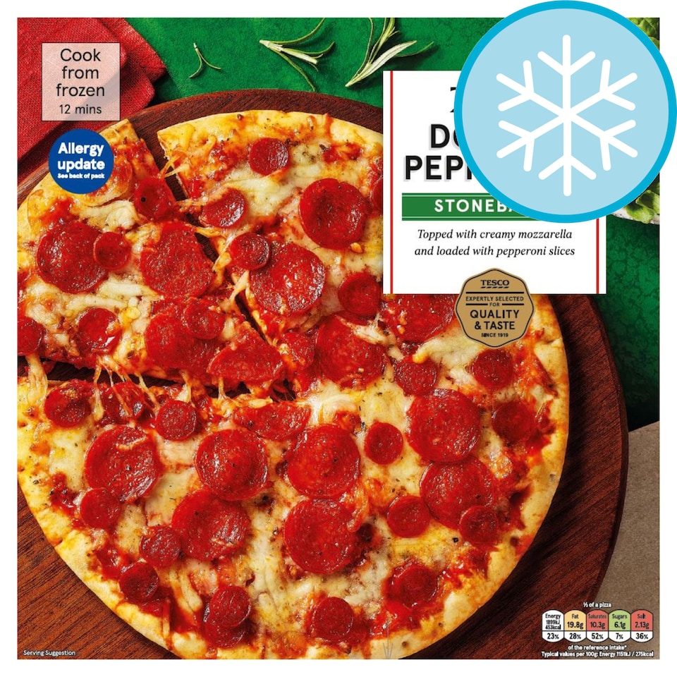 Tesco Stonebaked Double Pepperoni Pizza 350g