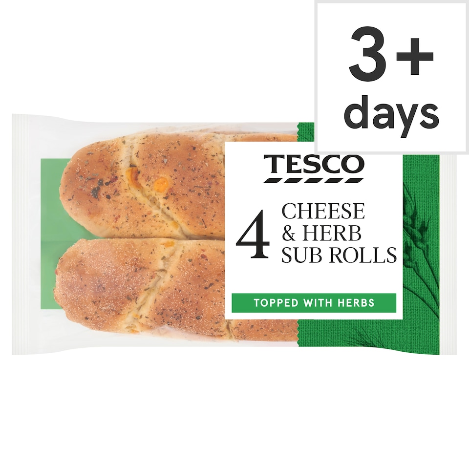 Tesco Cheese & Herb Sub Rolls 4 Pack