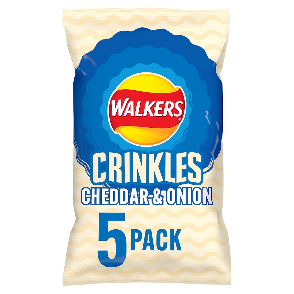 image 1 of Walkers Crinkles Cheddar Cheese & Onion Crisps 5 X 23G