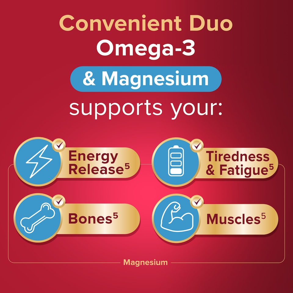 image 1 of Seven Seas Omega-3 Fish Oil & Magnesium Capsules with Vitamin D - 60s Duo Pack