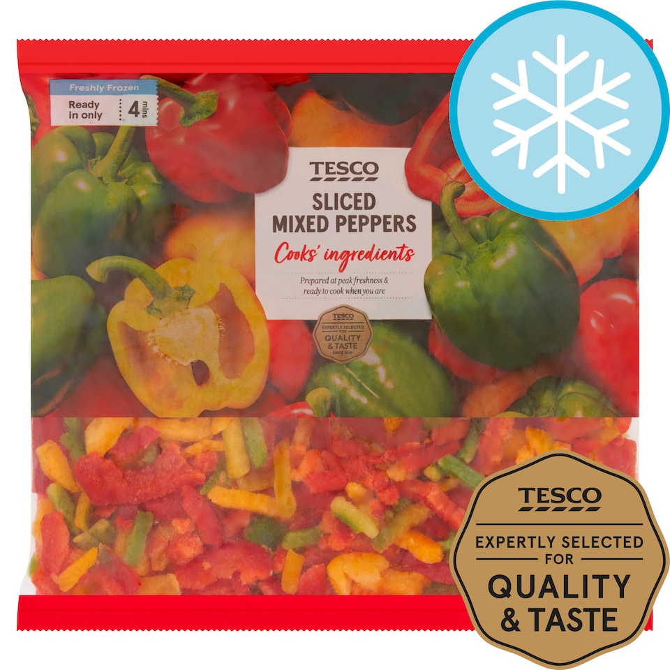 Tesco Sliced Mixed Frozen Peppers 500G
