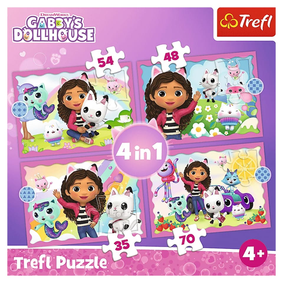 Dreamworks Gabby's Dollhouse Puzzle 4v1 28,5 x 20,5 cm