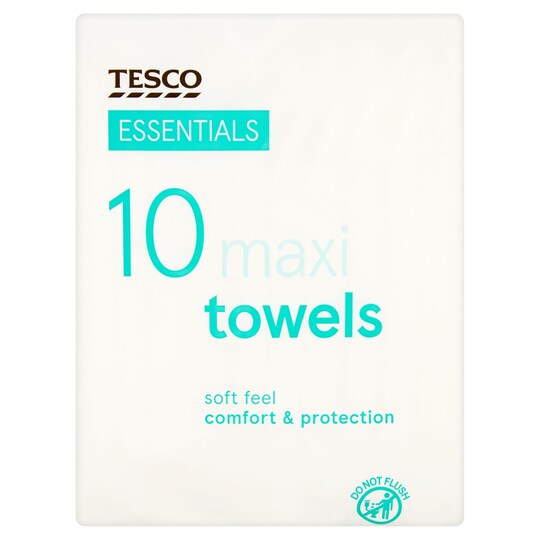 Tesco Essentials Maxi Towels 10 Pack Tesco Groceries
