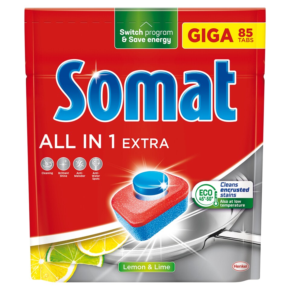 Obrázek 1 pro produkt Somat All in 1 Extra Lemon & Lime tablety do automatické myčky na nádobí 85 x 17,6g (1496g)