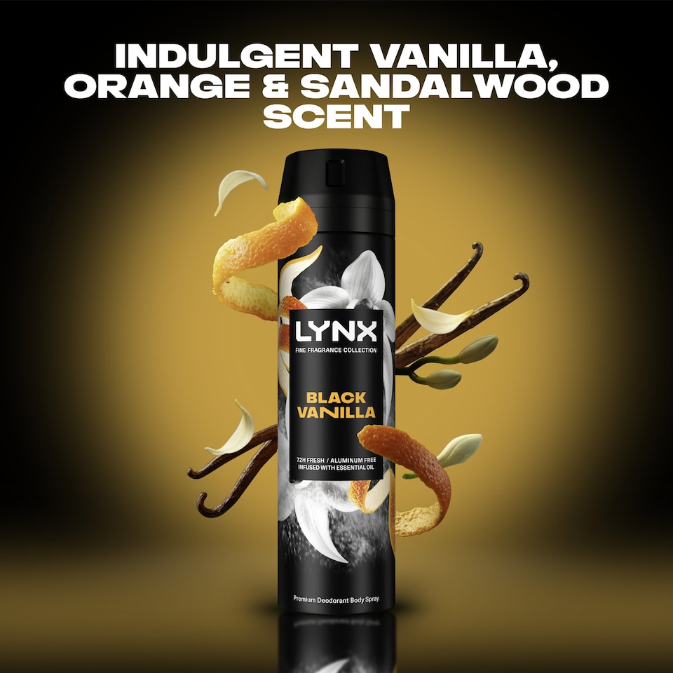 image 1 of Lynx Black Vanilla 72h Fine Fragrance Premium Deodorant Bodyspray for Men 200ml