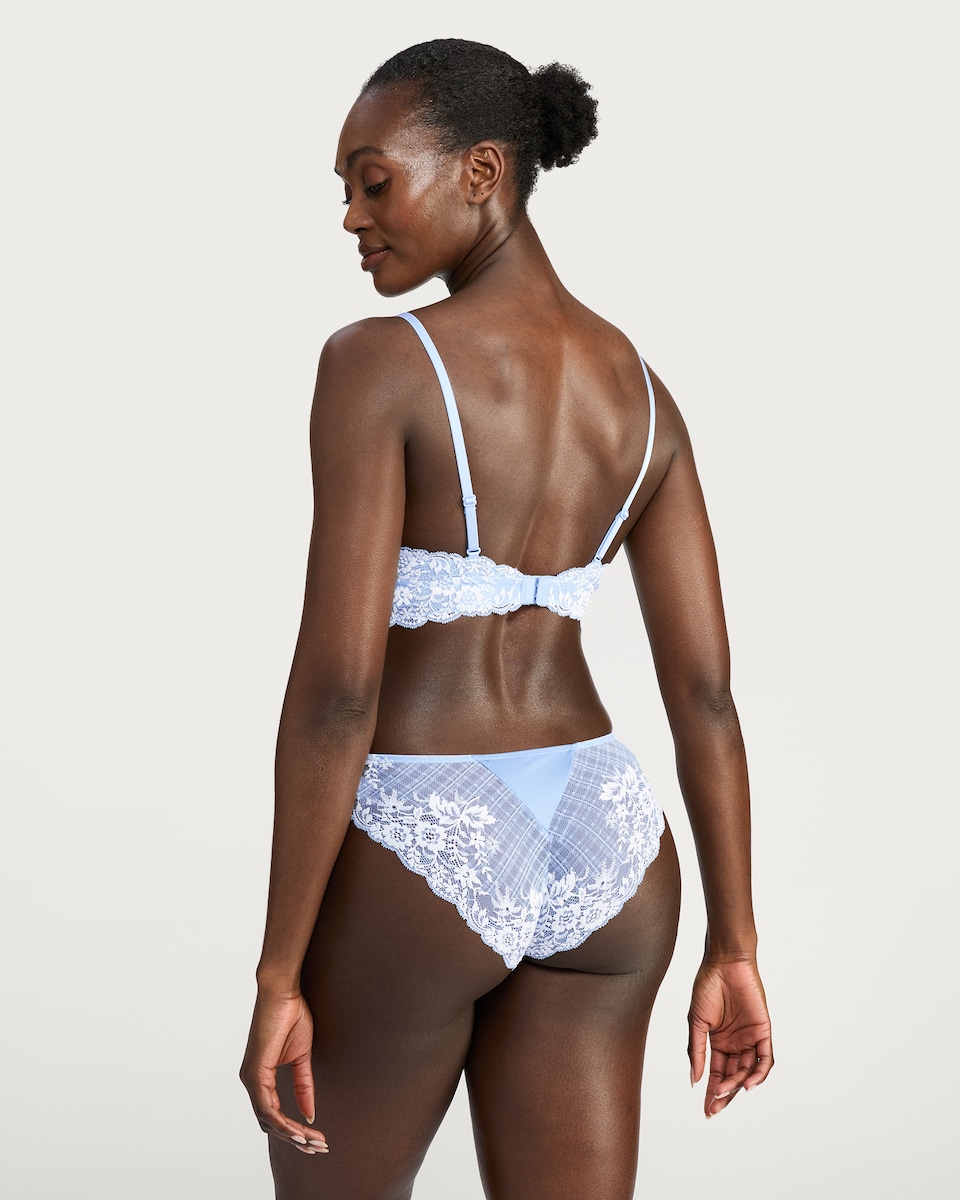 image 1 of F&F Contrast Lace Bralette in Blue
