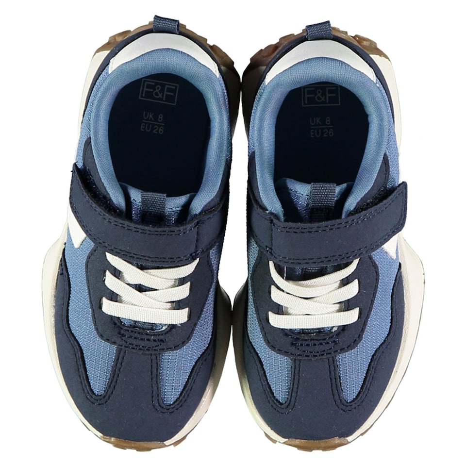 F&F Boys Retro-Inspired Touch Strap Fastening Trainers in Blue