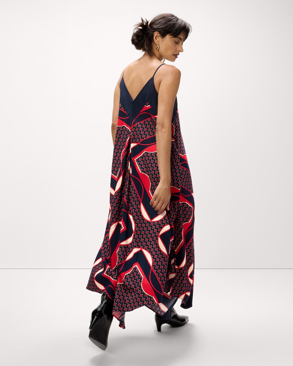 image 1 of F&F Hanky Hem Maxi Dress in Navy